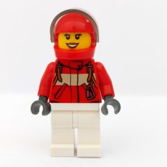 Minifigurka LEGO Paramedic, Woman, Red Jacket, White Legs, Red Helmet with Visor