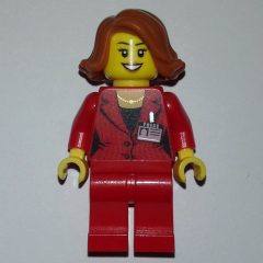 Minifigurka LEGO Woman, Red Suit, Dark Orange Hair