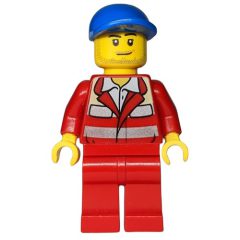 Minifigurka LEGO Paramedic, Red Jacket, Red Legs, Blue Cap, Stubble