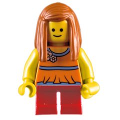 Minifigurka LEGO Kid, Orange Torso, Red Legs, Dark Orange Hair