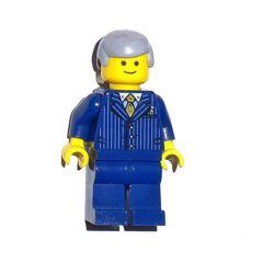 Minifigurka LEGO Dark Blue Torso, Suit, Dark Blue Legs, Light BLuish Grey Hair