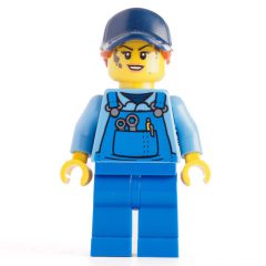 Minifigurka LEGO Mechanic, Medium Blue Torso, Blue Overall, Blu Cap with Hair