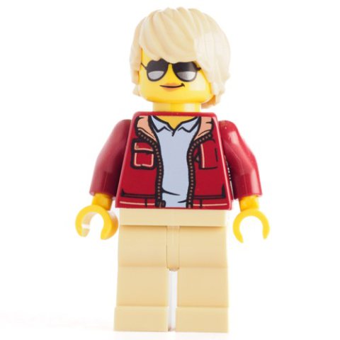 Minifigurka LEGO Dark Red Torso, Tan Legs, Tan Hair