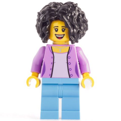 Minifigurka LEGO Medium Lavender Torso, Medium Blue Legs, Black Hair