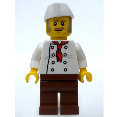 Minifigurka LEGO Chef - White Torso, Reddish Brown Legs