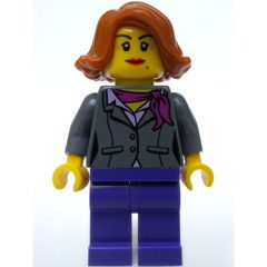 Minifigurka LEGO Dark Bluish grey Torso, Jacket, Dark Purple Legs, Dark Orange Hair