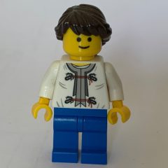 Minifigurka LEGO White Torso, Blue Legs, Dark Brown Hair