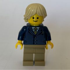 Minifigurka LEGO Dark Blue Torso, Jacket, Dark Tan Legs, Tan Hair