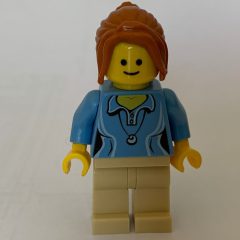 Minifigurka LEGO Medium Blue Torso, Tan Legs, Dark Orange Hair