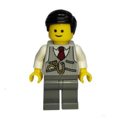 Minifigurka LEGO Light Bluish Grey Torso Jacket, Dark BLuish Grey Legs, Black Hair