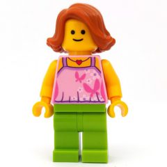 Minifigurka LEGO Bright Pink Torso, Lime Legs, Dark Orange Hair