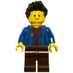Minifigurka LEGO Blue Torso, Dark Brown Legs, Black Hair