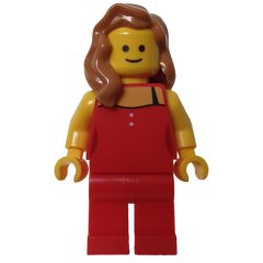 Minifigurka LEGO Red Torso, Red Legs, Medium Nougat Hair