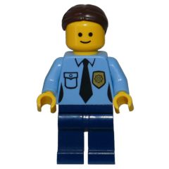 Minifigurka LEGO Police, Medium Blue Torso, Dark Blue Legs, Dark Brown Hair