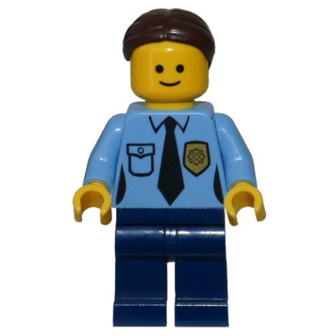 Minifigurka LEGO Police, Medium Blue Torso, Dark Blue Legs, Dark Brown Hair