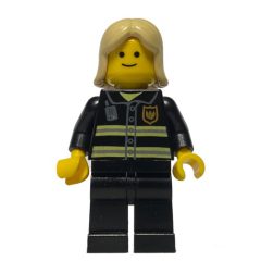 Minifigurka LEGO Fire Fighter, Black Torso, Black Legs, Tan Hair
