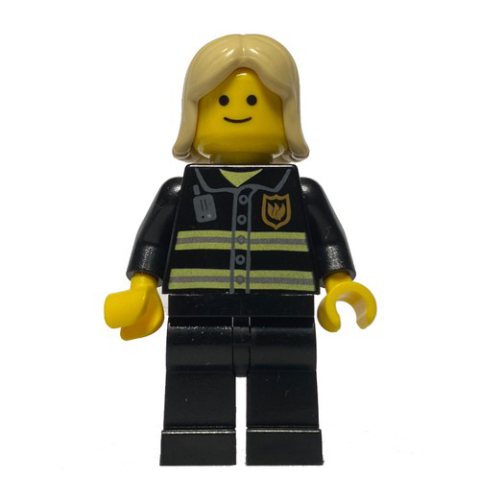 Minifigurka LEGO Fire Fighter, Black Torso, Black Legs, Tan Hair
