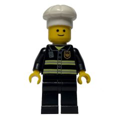 Minifigurka LEGO Fire Fighter, Black Torso, Black Legs, White Hat