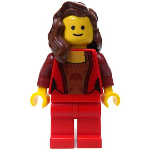 Minifigurka LEGO Red Torso, Red Legs, Reddish Brown Hair