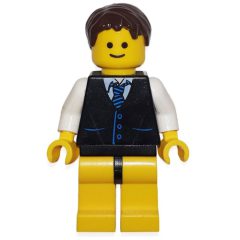 Minifigurka LEGO Black Torso Jacket, Yellow Legs, Black Hair