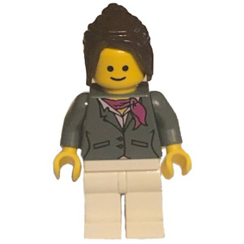 Minifigurka LEGO Dark Bluish Grey Torso, White Legs, Dark Brown Hair