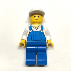 Minifigurka LEGO White Torso, Blue Overall, White Cap