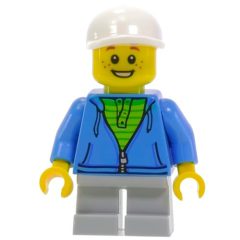 Minifigurka LEGO Kid, Dark Azure Torso, Light Bluish Grey Legs, White Cap