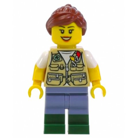 Minifigurka LEGO Tan Torso, Sand Blue Legs, Reddish Brown Hair