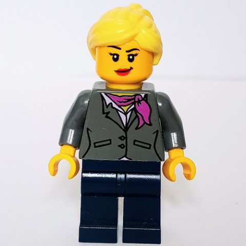 Minifigurka LEGO Dark Bluish Gray Torso, Dark Blue Legs, Bright Yellow Hair