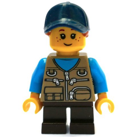 Minifigurka LEGO Kid, Dark Tan Torso, Dark Brown Legs, Dark Blue Hat