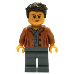 Minifigurka LEGO Medium Nougat Torso, Dark Bluish Grey Legs, Dark Brown Hair