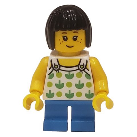 Minifigurka LEGO Kid, White Torso, Dark Azure Legs, Black Hair