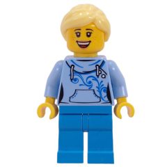 Minifigurka LEGO Bright Light Blue Torso, Dark Azure Legs, Bright Light Yellow Hair