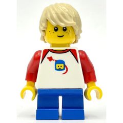 Minifigurka LEGO Kid, White Torso, Blue Legs, Tan Hair