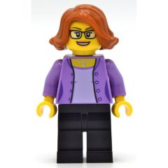 Minifigurka LEGO Medium Lavender Torso, Black Legs, Dark Orange Hair