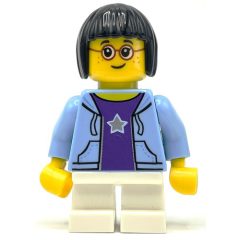 Minifigurka LEGO Kid, Bright Light Blue Torso, White Legs, Black Hair