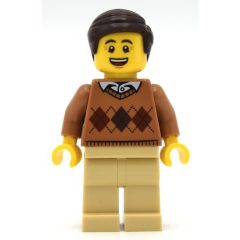 Minifigurka LEGO Medium Nougat Torso, Tan Legs, Dark Brown Hair