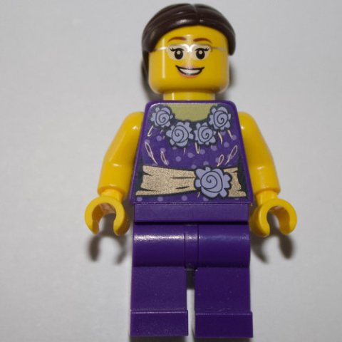 Minifigurka LEGO Dark Purple Torso, Dark Purple Legs, Dark Brown Hair