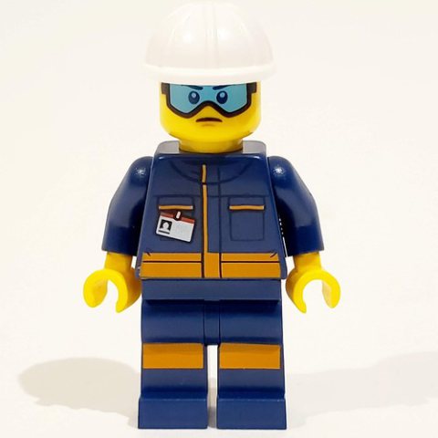 Minifigurka LEGO Technician - Dark Blue Torso, Dark Blue Legs, White Helmet