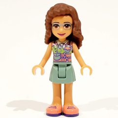 Minifigurka LEGO Olivia - Dark Pink Top, Sand Green Skirt, Reddish Brown Hair
