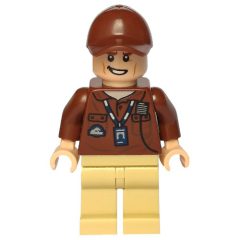 Minifigurka LEGO Park Worker, Reddish Brown Jacket, Tan Legs, Cap