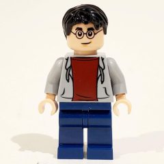 Minifigurka LEGO Harry Potter, Open Light Bluish Gray Jacket over Dark Red Shirt, Dark Blue Legs