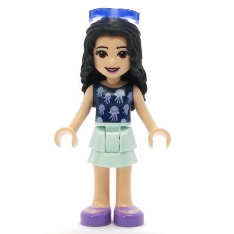 Minifigurka LEGO Emma - Dark Blue Top, Light Aqua Skirt, Glasses