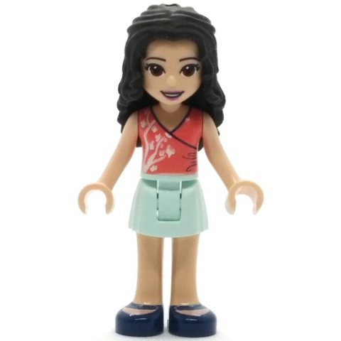 Minifigurka LEGO Emma - Coral Top, Light Aqua Skirt