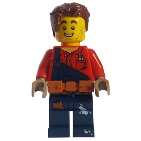 Minifigurka LEGO Harl Hubbs, Dark Blue Overalls, Utility Belt