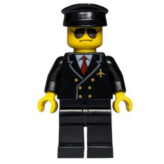 Minifigurka LEGO Pilot - Black Torso, Black Legs Black Hat