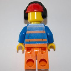 Minifigurka LEGO Worker - Blue Torso, Orange Legs, Red Helmet with Ear Protectors