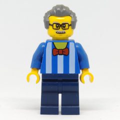 Minifigurka LEGO Blue Torso, Dark Blue Legs, Dark BLuish Grey Hair - Without Back Print
