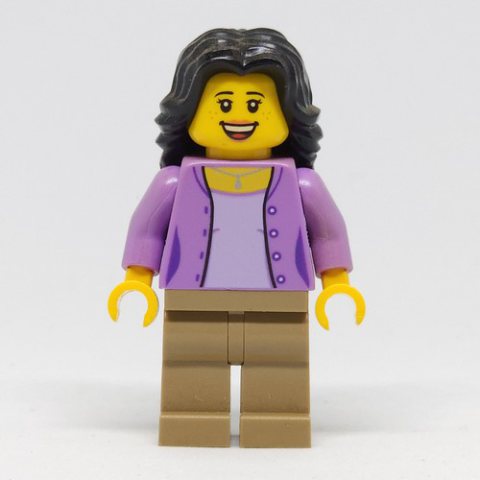 Minifigurka LEGO Lavender Torso, Dark Tan Legs, Black Hair