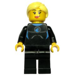 Minifigurka LEGO Black Torso Wet Suit, Black Legs, Bright Light Yellow Hair